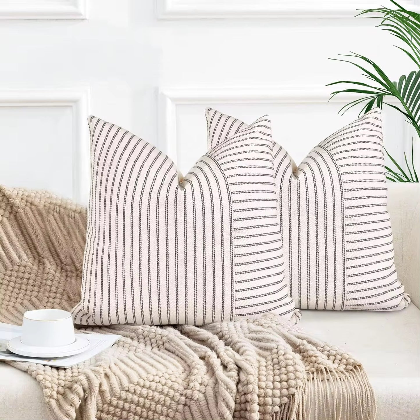 Pinstripe throw pillow cover